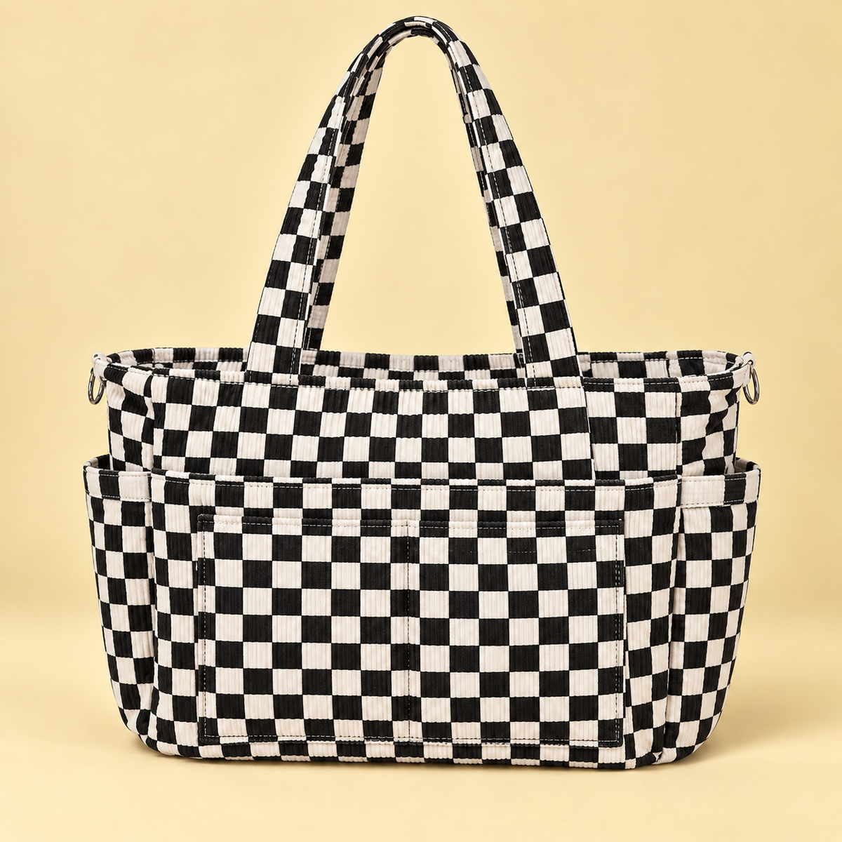 Stitchmora Campus Check Corduroy Tote