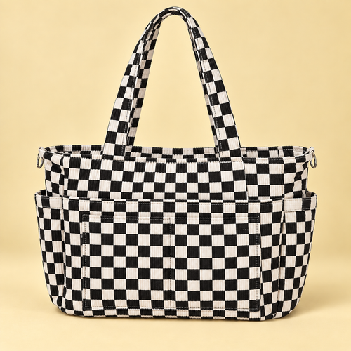 Stitchmora Campus Check Corduroy Tote