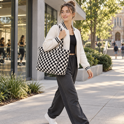 Stitchmora Campus Check Corduroy Tote